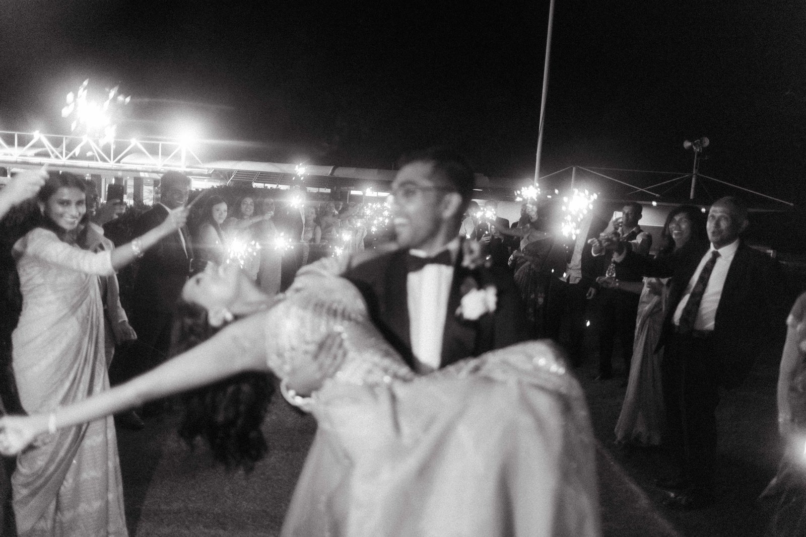 Guests celebrating with sparklers