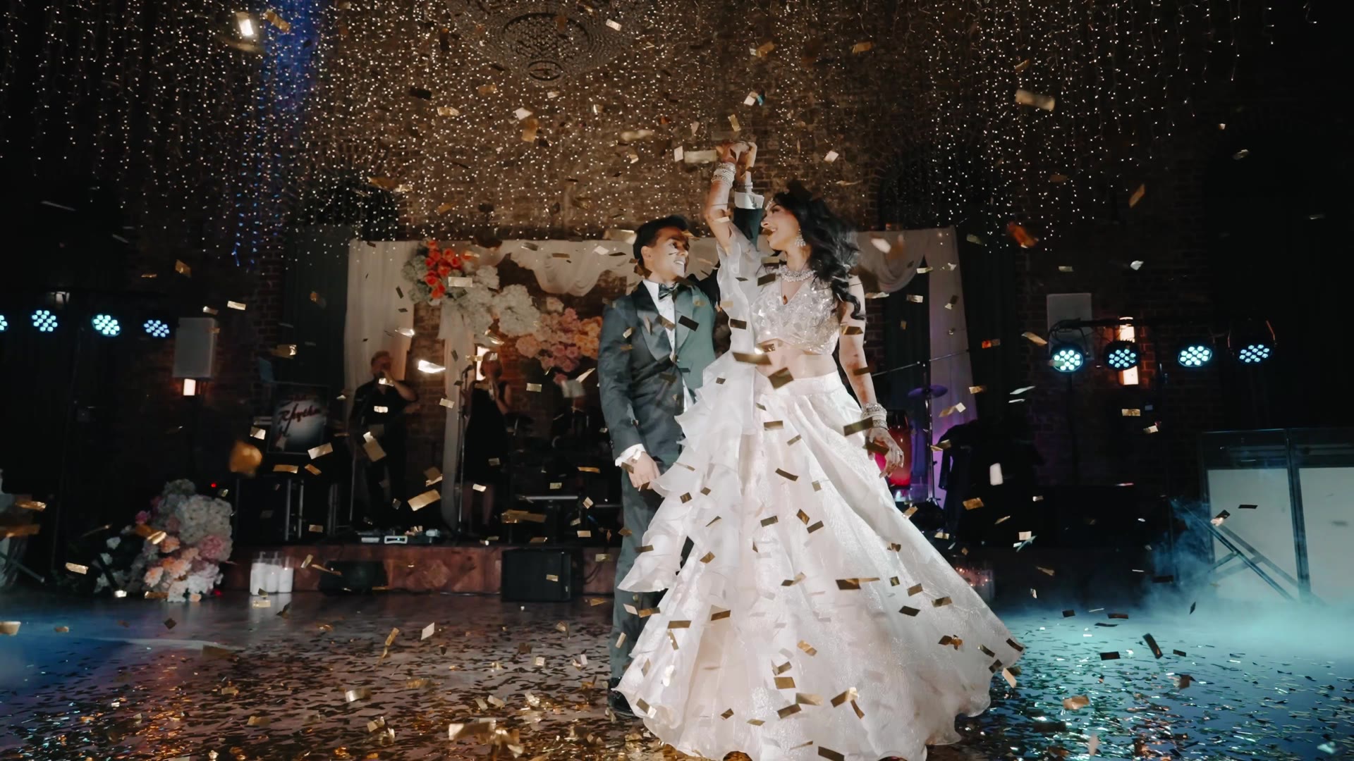 Wedding guests celebrating Fahim and Minal’s reception